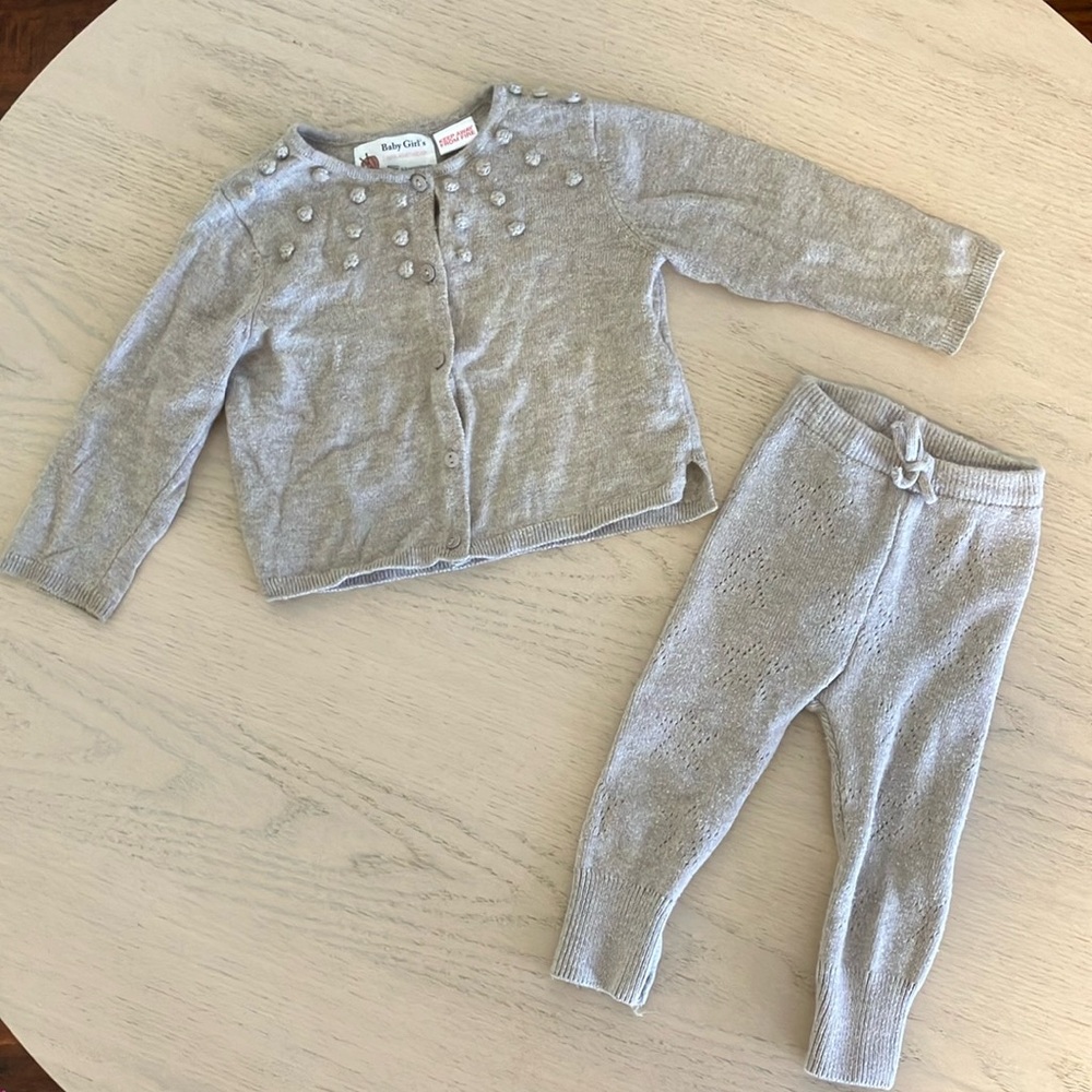 Cozy Heather Gray Matching Set with Zip-Up Jacket